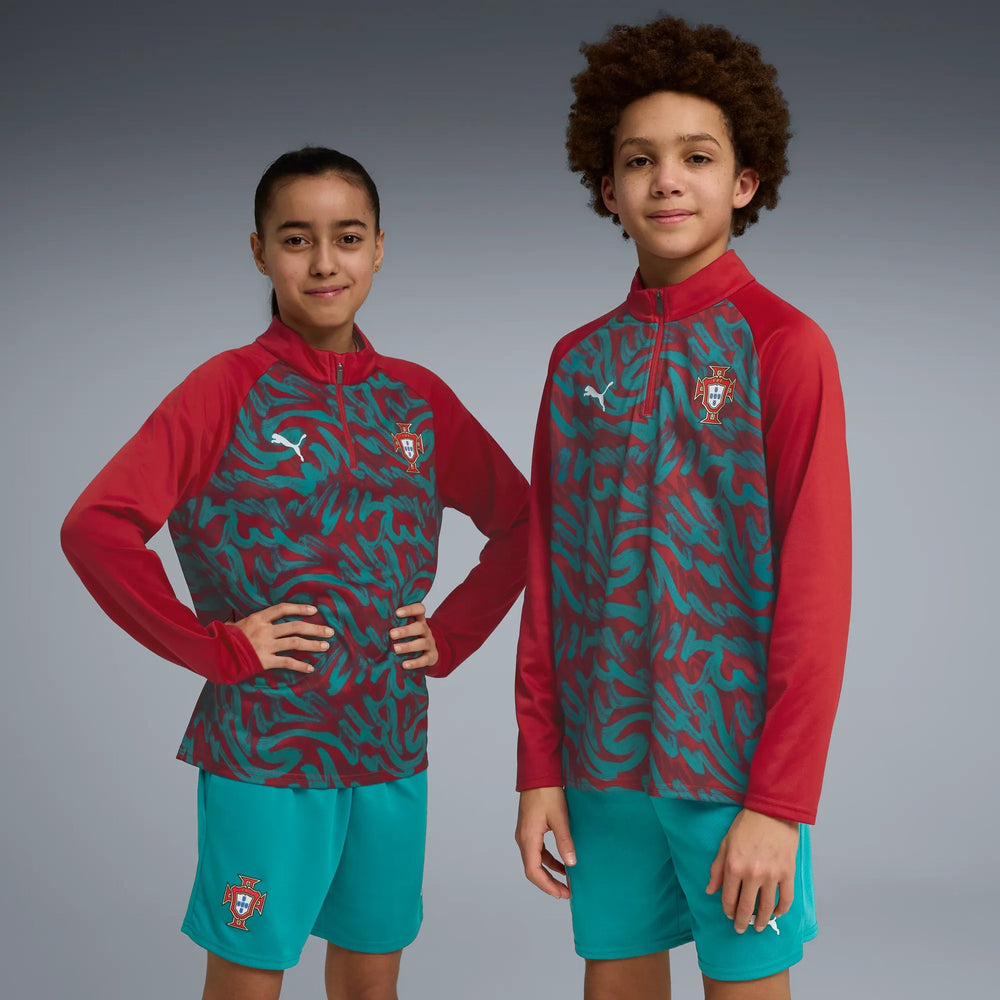Puma 2026-27 Portugal Youth 1/4 Zip Pre-Match Top Club Red-Green Lagoon
