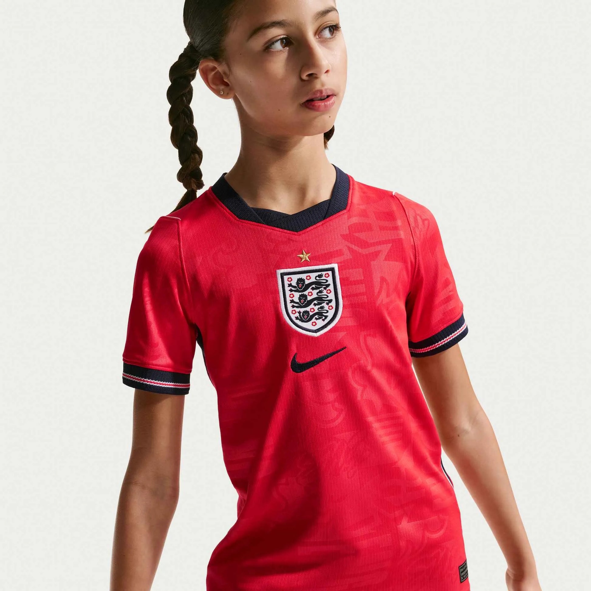 Nike 2026-27 England Youth Stadium Away Soccer Jersey Speed Red/Obsidian/White/Obsidian