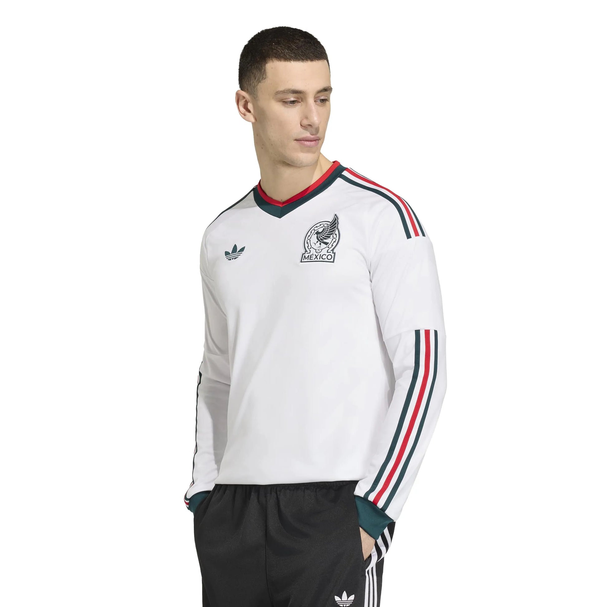 Adidas 2026 Mexico Men's Stadium Away Long-Sleeve Soccer Jersey White