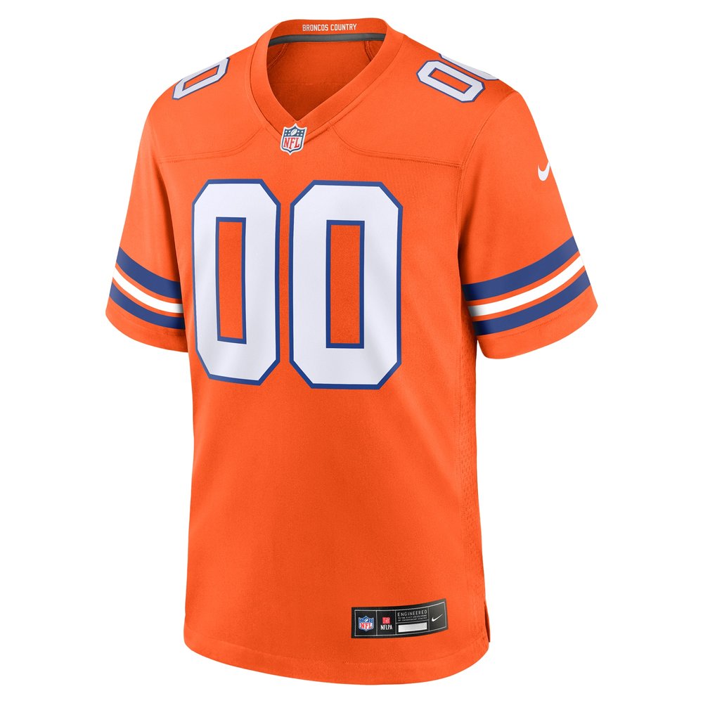 Men's Denver Broncos Orange Mile High Collection 1977 Throwback Custom Game Jersey