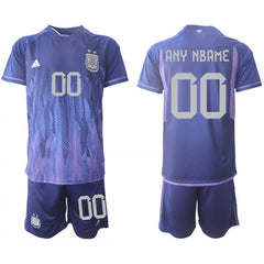 Men's Argentina Custom Purple 2022 FIFA World Cup Away Soccer Jersey Suit