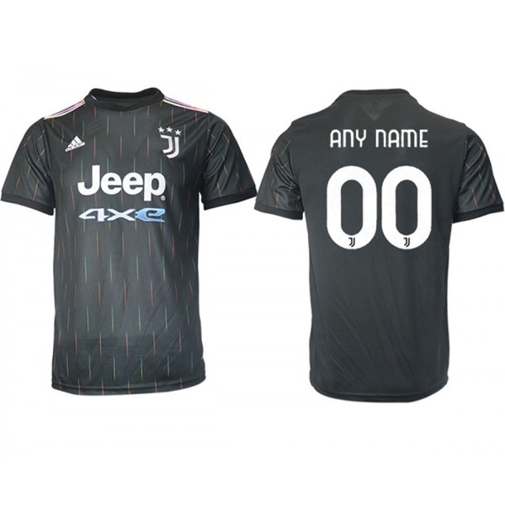Men's Juventus Custom Black Away Soccer Jersey