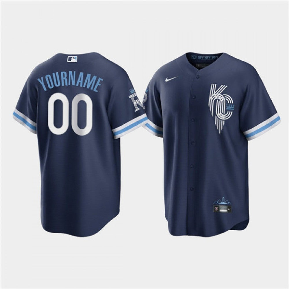 Men's Kansas City Royals Customized 2022 Navy City Connect Stitched Baseball Jersey