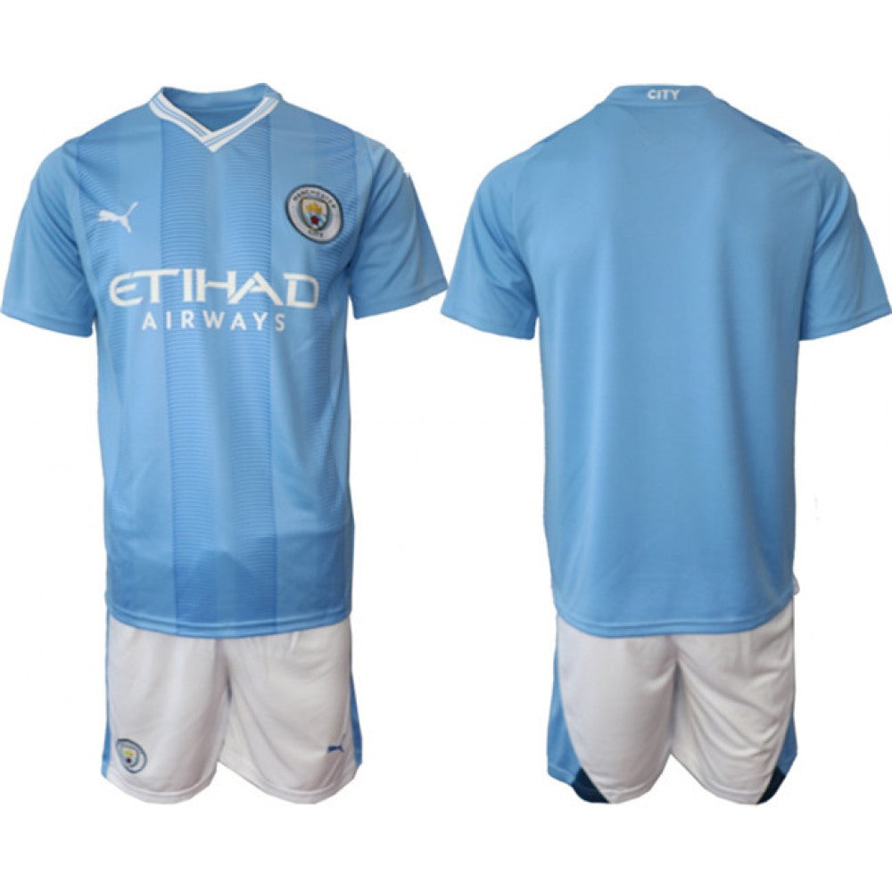 Men's Manchester City Custom 2023/24 Blue Home Soccer Jersey Suit