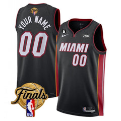 Men's Miami Heat Customized Black Icon Edition With NO.6 Patch Stitched Basketball Jersey
