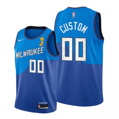 Men's Milwaukee Bucks Customized 2021 Blue Finals Champions Stitched Jersey