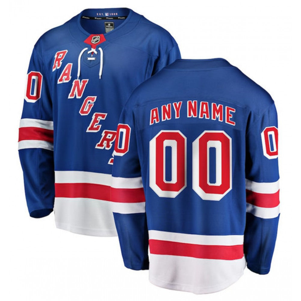 Men's New York Rangers Custom Blue Stitched Jersey