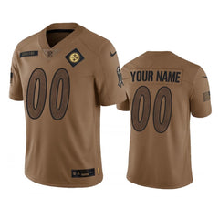 Men's Pittsburgh Steelers Active Player Custom 2023 Brown Salute To Setvice Limited Stitched Football Jersey