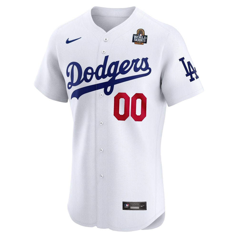 Men's Los Angeles Dodgers White 2024 World Series Home Custom Elite Jersey