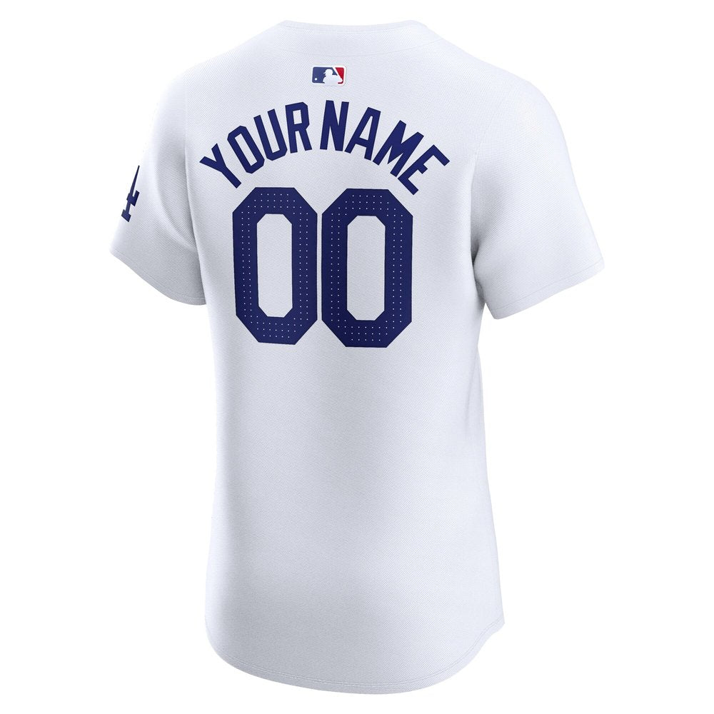 Men's Los Angeles Dodgers White 2024 World Series Home Custom Elite Jersey